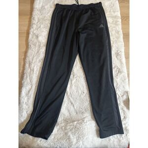 ADIDAS Trico Zip Size XL Black / Gray Stripes Drawstring Men Sweat Pants